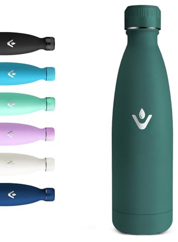 Motswedi Botella Termica Niños, 500ml, Botella Agua Acero Inoxidable Niños, Termo Sin BPA, Cantimplora Termica, con pared Doble Aislamient, Cantimplora para Deporte, Gym, Adultos, Verde Militar