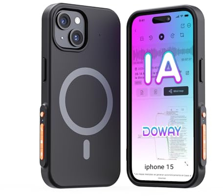 NUASI KI Digitales Diktiergerät mit Handyhülle, App-Steuerung, über 80+ Sprachen, Transkribieren und Zusammenfassen, Rauschunterdrückung, 120+ Vorlagen, One-Touch-Aufnahme, Kompatibel mit iPhone 15