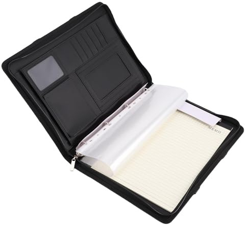 Generic Classeur à 4 Anneaux, Dossier étanche pour Ordinateur Portable, pour le Travail de Bureau, Matériau en Cuir PU