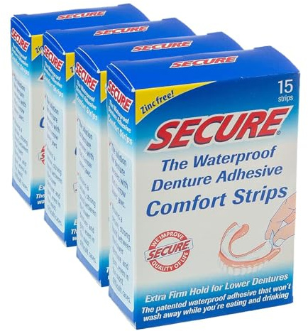 Secure. Denture Adhesive Cushions waterpfroof. 15pcs. (Pack of 4)