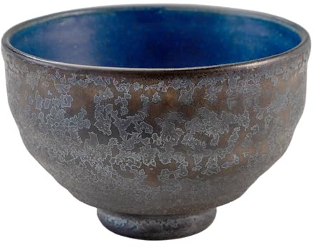 Asayu Japan Matcha Bowl, Handmade in Gifu Japanese Ceramic Chawan, 12 x 7.8 cm, 500ml, Microwave Safe for Tea Ceremoney, Green Tea, Pottery - Kurogane Blue