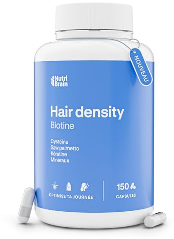 Biotina Cabello Pelo y Uñas | Complemento Anticaída con Saw Palmetto, Queratina, Zinc, Cisteína, Selenio y Cobre | Vitaminas Crecimiento del Pelo Mujer y Hombre | 150 Cápsulas, 5 Meses | NutriBrain