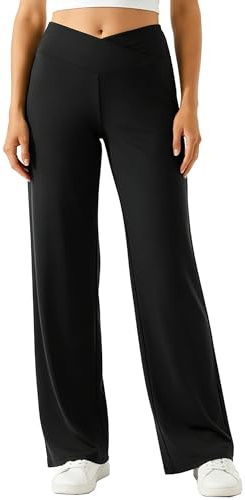 Neteson Pantaloni Yoga Donna a Gamba Larga Vita Alta Pantaloni Sportivi Jogging V-Cross Pantaloni Casual Elastici per Pilates Fitness Danza Palestra