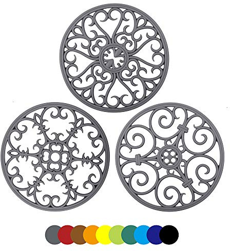 IYYI Sottopentola in Silicone, 20 cm, Multiuso, Rotondi, Resistenti al Calore, Antiscivolo, Flessibile, Durevole, per Piatti, Piani di Lavoro, tavoli, Set di 3 (Gary)