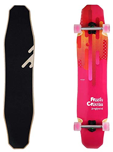 GMtes 44 Inch Longboard Skateboard Complete - Tanzen Free Style Slide Cruiser - Fresh Cream Longboards für Erwachsene Kinder & Anfänger,B