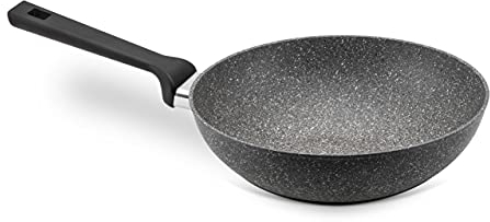 ILLA Planeta Wok Antiaderente 28 cm adatta per Induzione in Alluminio 100% riciclato, Made in Italy