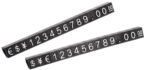 sourcing map 14 uppsättningar justerbara avtagbara minitärningar prismärkning display nummer bokstav prisskylt stativ kit för bänk silver svart 3,3 x 5,6 mm