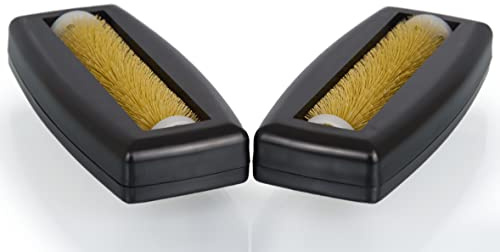 Crumpy Aspirateur à rouleau non électrique avec brosse pour tapis, nappes, brosse à miettes, nettoyeur pour voiture et caravane, double, noir