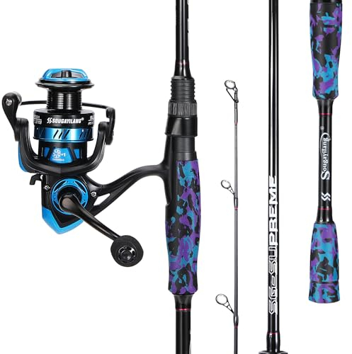 Sougayilang MX-1 Spinnrute und Rollen-Kombination, 2-Sektionen Spinnrute mit 11+1BB Spinnrolle Angelset, für Seebarsch, Barsch, Seelachs, Lippfisch Angelgerät-2.1Z