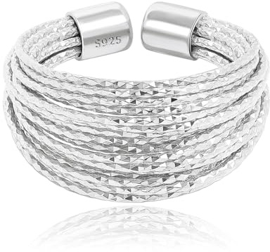 Meissa Bague argent femme Bagues de pouce en or Bague d'affirmation croisée Bagues à la mode empilable Bague pour index réglable bijoux fantaisie - Argent