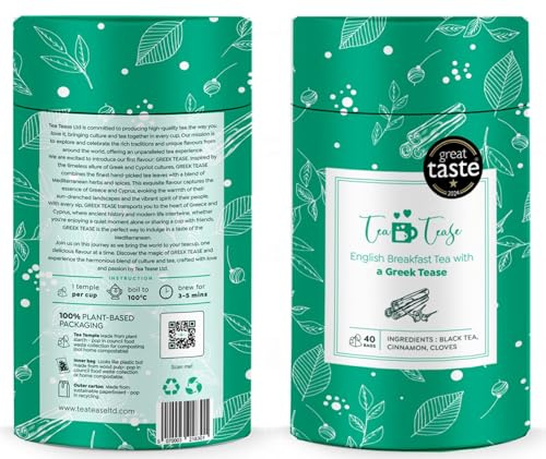 Tea Tease | Spiced Black Tea Bags | English Breakfast with Cinnamon & Clove | 40 Bags | Award-Winning Blend