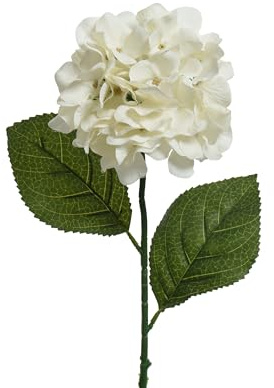 Decoris Kunstblumen Hortensie mit Stiel 66cm - Dekoblumen & Seidenblumen - künstliche Blumen für Blumendeko Tischdeko Hochzeitsdeko Kunstblumengesteck - Creme Weiß