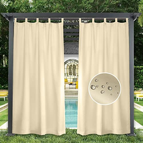 Outdoor Waterproof Blackout Privacy Curtain for Patio Pool Pavilion 50x65 Beige Ideal for Gazebo Pergola Privacy Screening