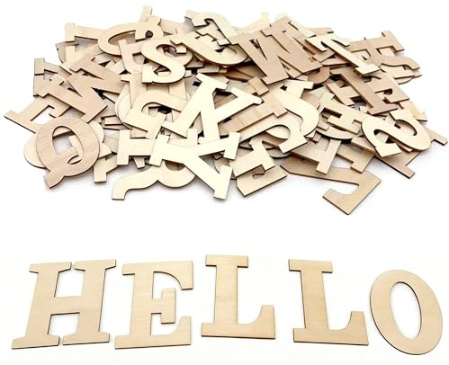 96Pcs Wooden Letters for Crafts, 3 Inch Unfinished Capital Wooden Alphabet Letters&Numbers Wood Letters for DIY Painting Arts Home Decorations Spelling Learning