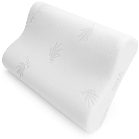 amuéblate Online - Almohada Cervical y Cuello Viscoelástica Cojín Ortopédico para Dormir, Antiácaros Antialérgico y Transpirable Ideal para Dolores de Cuello, Funda Aloe Vera Extraíble y Lavable