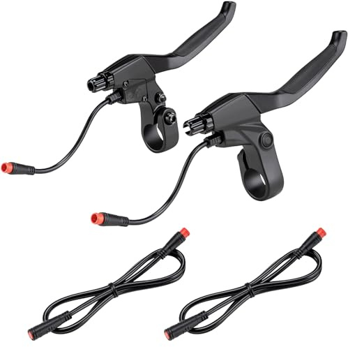 E-Mangue Paire de leviers de frein à 2 broches avec ligne d'extension, poignées de guidon de frein 2 fils gauche et droit pour vélo électrique électrique