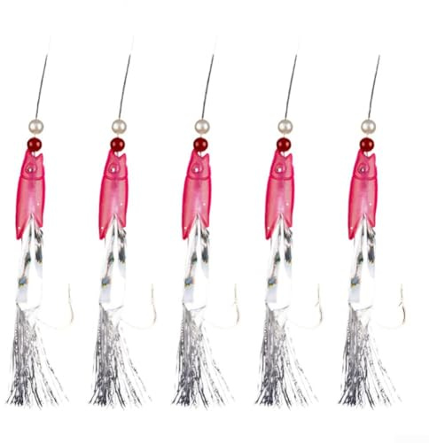 For Sabiki Fishing Rigs 5pcs with 5 Hooks for Deep Sea Saltwater Herring Fishing Reliable High Carbon Steel Hook Setup