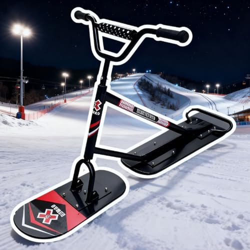 smafoseedding Patinete De Nieve Profesional para Adultos con Esquís Traseros Giratorios Y Núcleo De Madera De 5 Capas, Trineo De Snowboard, Moto De Nieve/Bicicleta para Exteriores TypeA
