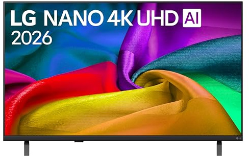 LG NANO Smart TV 4K UHD AI 43 pollici Serie NU8E 43NU8E0B3LA, Smart TV 4K, Processore con Nano Detail Enhancer, AI Chatbot, AI Concierge, HDR10 Pro, FILMMAKER Mode, Design Linear Flow, 3 HDMI, TV 2026