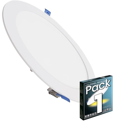 LED ATOMANT Downlight LED Panel Extraplano Redondo 220mm 20W, 1800 lumenes, Color Luz Fria (6500K), Corte estandar 200mm, Driver incluido