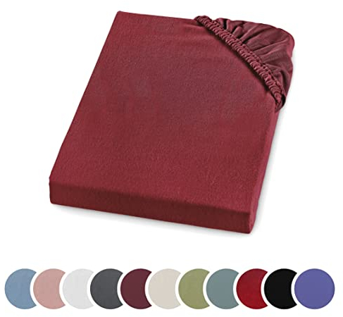 sleepling Biber Spannbetttuch, Feinbiber Spannbettlaken, Made in Germany, 100% Baumwolle, Matratzen bis 23 cm Höhe, Rundum Gummizug, Ökotex, waschbar 60 Grad, 90 x 200, rot