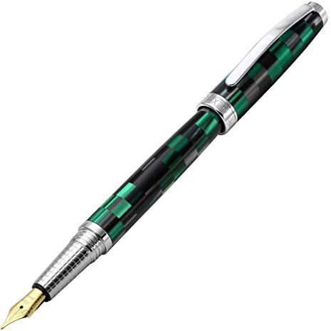 Xezo Stylo-plume Urbanite II, plume moyenne. Couleur océan teal et noir avec placage en chrome. Artisanal, édition limitée, numérotée