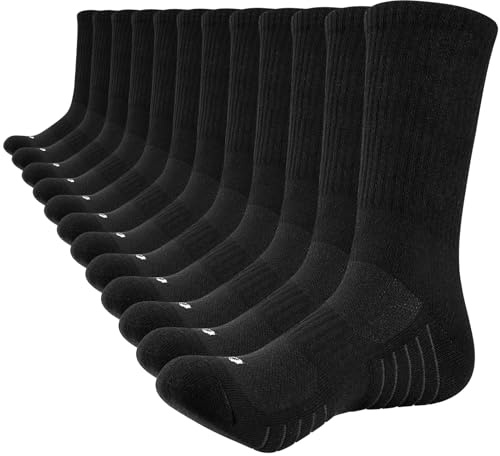 Lapulas Mens Socks 6 Pairs Thermal Sports Cotton Breathable Thick Cushioned Crew Socks Outdoor Running for Men Women