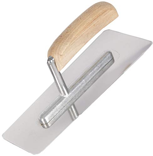 Toolty Stainless Steel Venetian 9.5 Plastering Trowel - 240mm - Putty, Mortar, Finishing Trowel - Wooden Handle, Professional, DIY - TLTY-8013