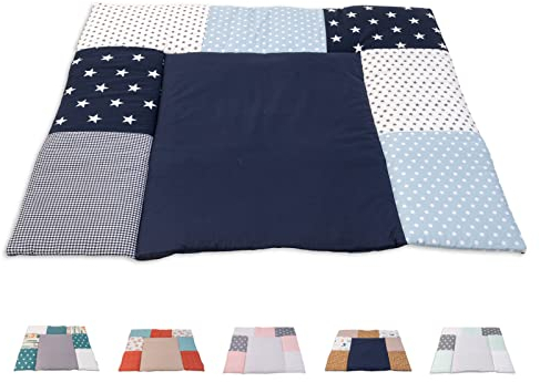 ULLENBOOM ® Wickelauflage 85x75 cm Blau Hellblau Grau (Made in EU) - Wickelunterlage Waschbar und für Unterwegs geeignet, Bezug: 100% OEKO TEX Baumwolle, Wickeltischauflage 75x85
