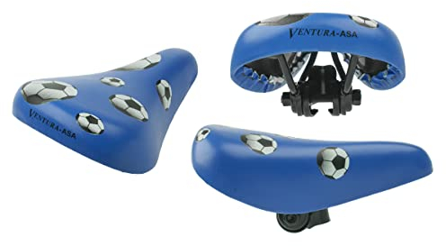 Kinder Sattel für Fahrrad Laufrad Roller Blau mit Motiv Fußball, ab 12 Zoll bis 24 Zoll