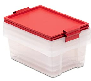 Tatay Cajas Almacenaje Plastico 7 L Multiusos - Style | Set de 3 Unidades | Tapa con Bisagra Incluida | Diseño Apilable y Ligero | Plástico Libre de BPA | 25x36x13,5 cm, Rojo