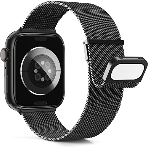 Higgs Métal Bracelet Compatible avec Bracelets Apple Watch 38mm 40mm 41mm 42mm 44mm 45mm 46mm 49mm Femme,Bracelet Double Magnétique pour iWatch Series 11 10 9 8 7 6 5 4 3 2 1 SE Ultra, Metal Milanais