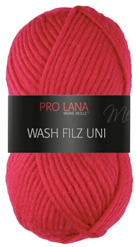 Frida's Wollhaus Pro Lana 50 g Wash Filz uni Filzwolle Stricken Häkeln Garn flauschig 26 Farben (130 | Rot)