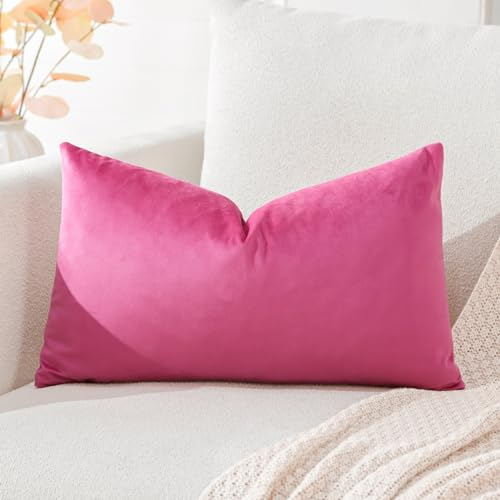 Artscope Samt Kissenbezug Kissenhülle Dekorative Dekokissen Sofakissen Lendenkissen Wurfkissenbezug Sofa Schlafzimmer 30x50cm Rosenrot