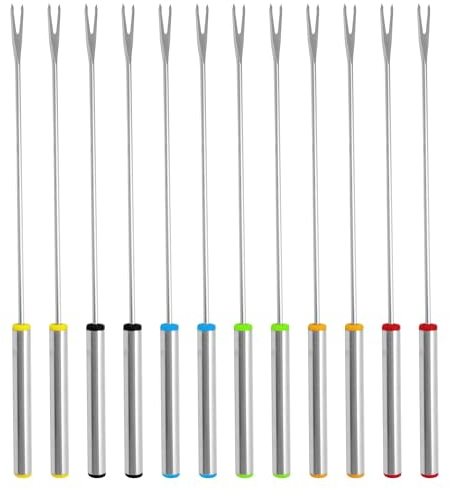 Juego de 12 tenedores Hot Pot de acero inoxidable para fondue de chocolate y chocolates – Cubiertos para chocolate