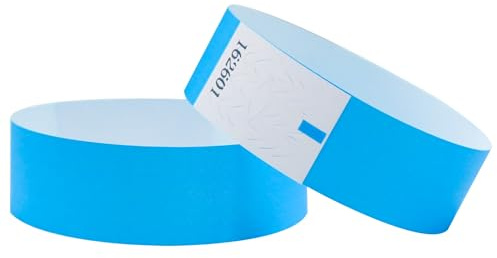 L Liked, 500 braccialetti neon per eventi, braccialetti di carta impermeabili per feste e ingressi per eventi, festival musicali, concorsi (blu fluo)