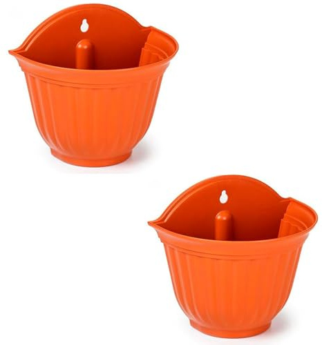 AC - Pack de 2 macetas de plástico para Pared, macetero, Tiesto de Colgar, Recipiente para Plantas, Flores, balcón, Porche, hogar, Fabricada en España (Marrón - 26 x 29,5 x 19 cm)