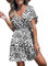 CUPSHE Women Bikini Cover-Up Dress V-Neck Short Dolman Sleeves Casual Summer Beachwear Dress Black Geometric XL