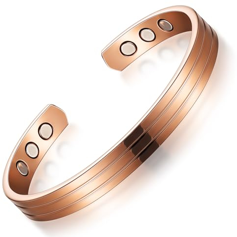 Kupfer Magnetarmband Bronzierte Magnetisches Armband Verstellbarer Kupfer Magnet Armreif mit 8 Magneten für Damen und Herren