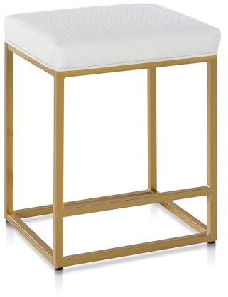 ALPHA HOME Bar Stools Black Counter Height Barstool with Footrest 24inch Backless Bar Chair Pu Leather Kitchen Dining Cafe Chair with Thick Cushion & Sturdy Chromed Metal Steel Frame, 1er