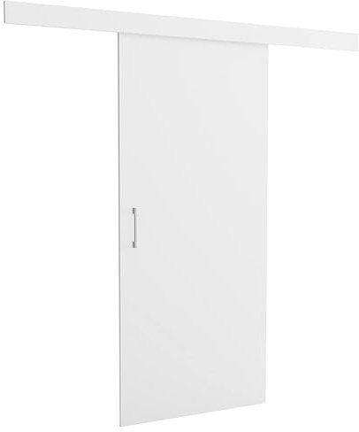 Brent - Schiebetür Komplettset mit Tür 88x 204 cm, Schiebetüren Komplettset Lucas, Türblatt Weiß, Schiebetürsystem für Zimmer, Wandmontage, Türe Innen