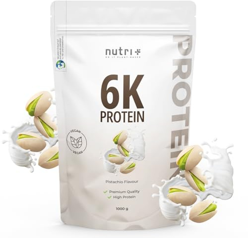 Nutri + Proteína en Polvo Pistacho 1 kg - Batido proteico con 76% de Proteínas - vegan Protein Powder + Aminoácidos - Suplemento para Construcción muscular