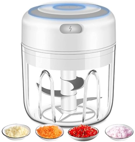 Elektrisk mini-vitlökshackare, bärbar matberedare, grönsakshackare, lökkvarn, trådlös köttkvarn med USB-laddning för grönsaker, peppar, lök, barnmat, kryddor, nötter (BPA-fri)