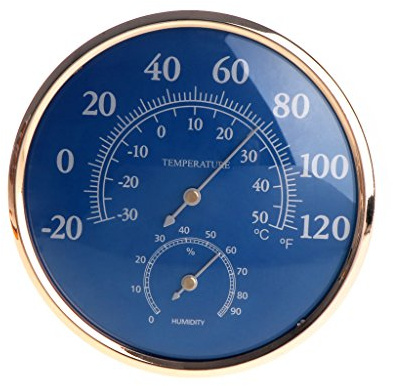 Round Humidity Gauge Indoor with Temperature Humidity Monitor Blue Color Accurate Meter for Home Wine Cellar