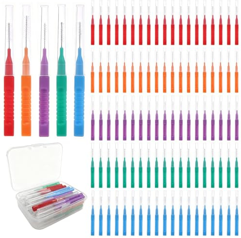 iCovalescent 100 Pezzi Scovolini Interdentali, Scovolino Per Pulizia Denti con Coperchio, Scovolino Interdentale Per L'Igiene Lnterdentale Mantenimento Della Salute Orale