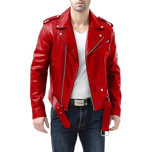 AEGJEGVD Blouson Cuir Homme Veste Manteau Hiver Vintage Moto Perfecto Jacket Homologué Automne Blousons Punk Mi Saison Bombers Retro Legere Manteau avec Fermeture Éclair