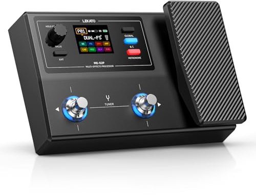 LEKATO Guitar Multi-Effects Pedal with Expression Pedal, 100 Presets 40 Drum Rhythms, 24-bit Audio 7H Battery, Bluetooth APP & IR Loading, OTG Recording, Headphone & Amp Outputs,ME-02P