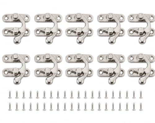 10 PCS Fermoirs Rétro, Fermoir Boite en Bois, Loquets Décoratifs en Métal avec Vis, Serrures Vintage pour Coffret, Boîte à Bijoux, Album Photo, Valise, Meuble, Artisanat et Bricolage