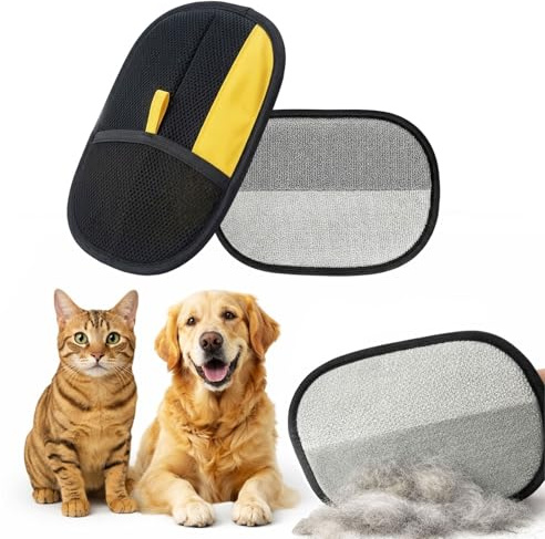 Generico Skimys Guanto Leva Peli Gatto e Cane, Spazzola Rimuovi Peli Animali Riutilizzabile per Divano, Auto e Tappeti, Alternativa al Rullo Adesivo (2PCS)
