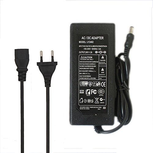 JOYLIT Alimentador 24V 2A 48W Transformador Voltaje de Entrada AC 100-240V a DC 24V, Fuente Alimentacion Adaptador para Tira de LED